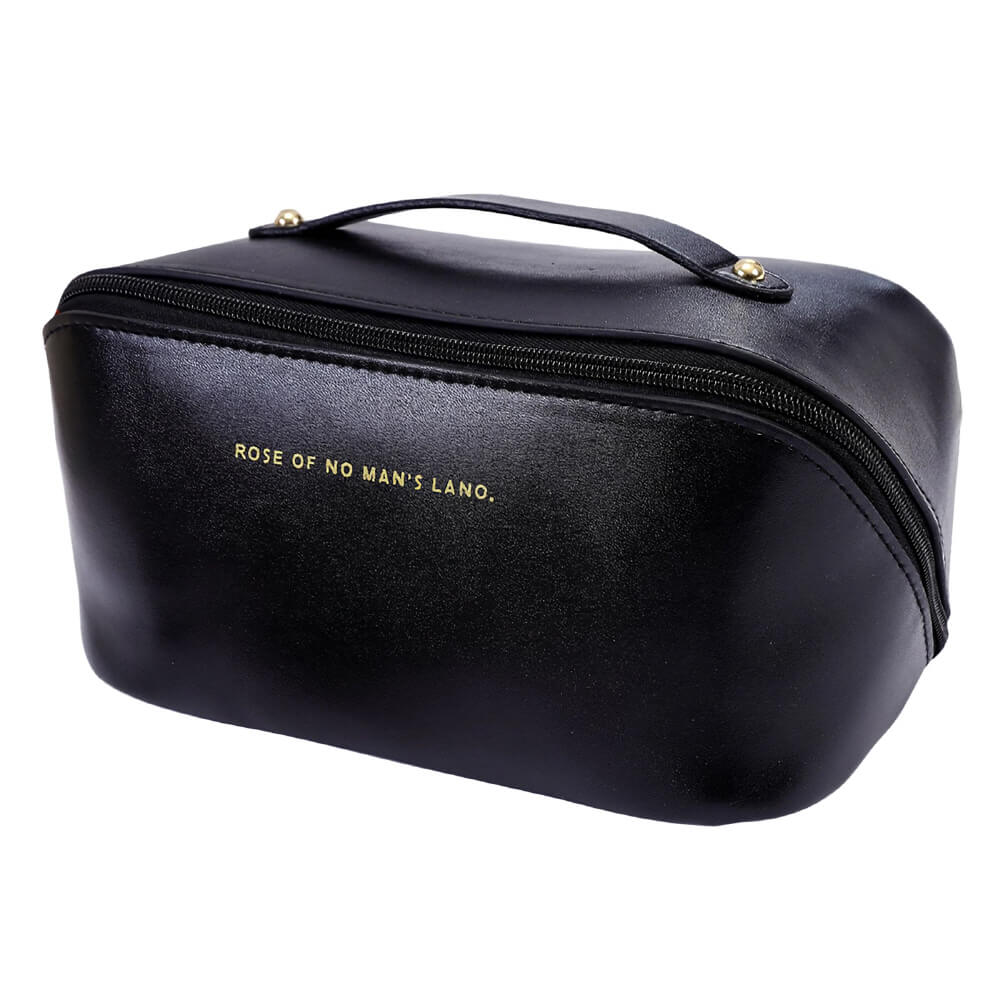 Travel Makeup Bag, Waterproof PU Leather Portable Open Flat Toiletry Bag