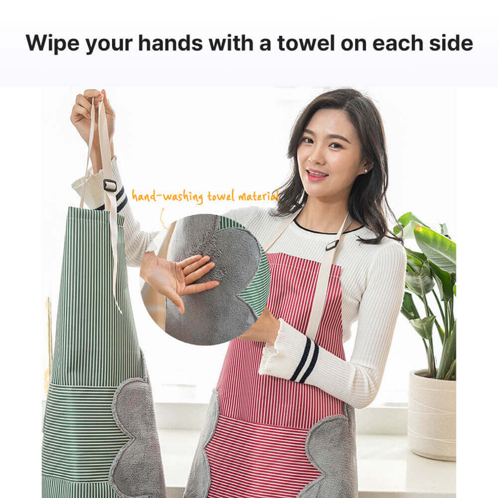 Apron for Women with Pockets and 2 Sides Hand Wipes for Women