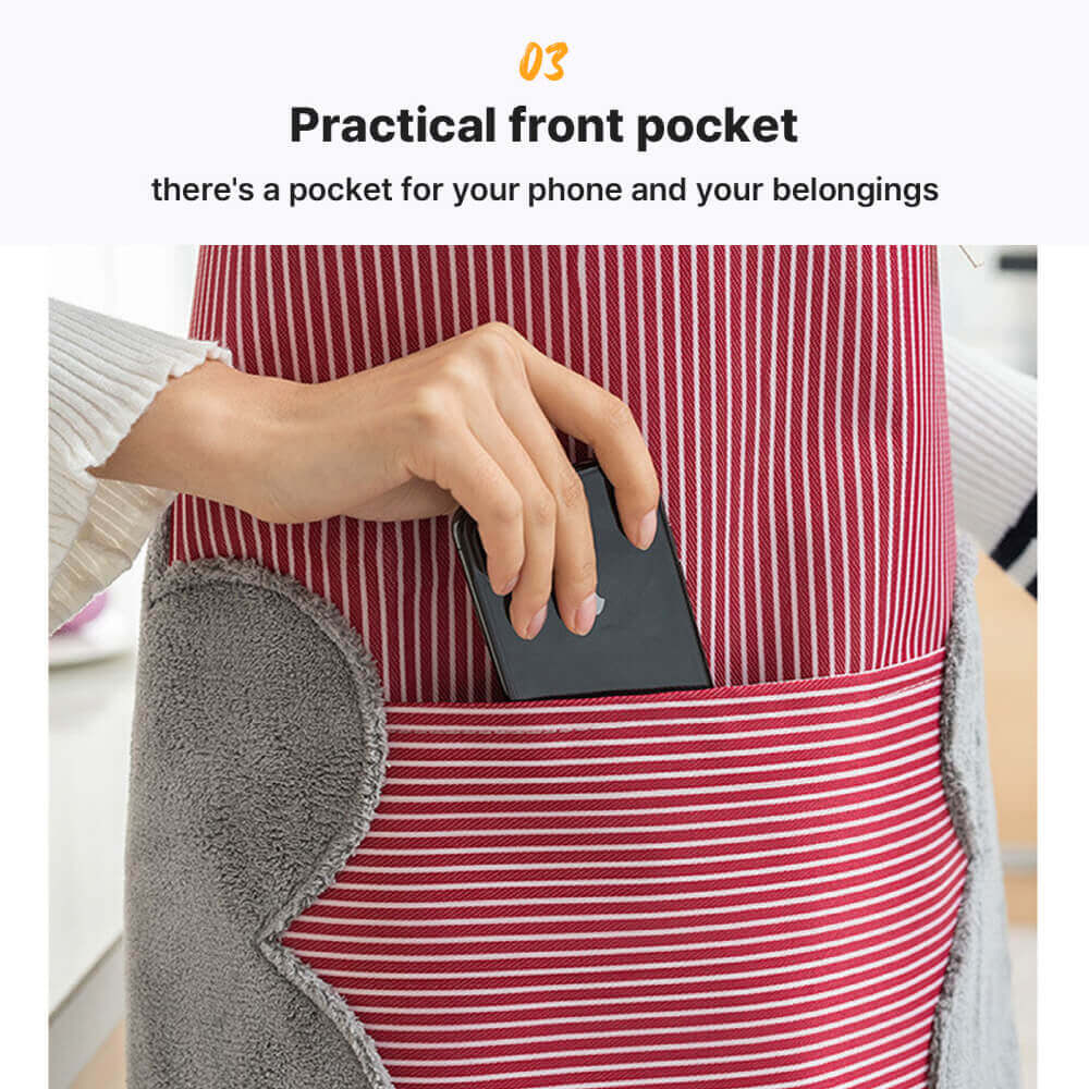 Apron for Women with Pockets and 2 Sides Hand Wipes for Women