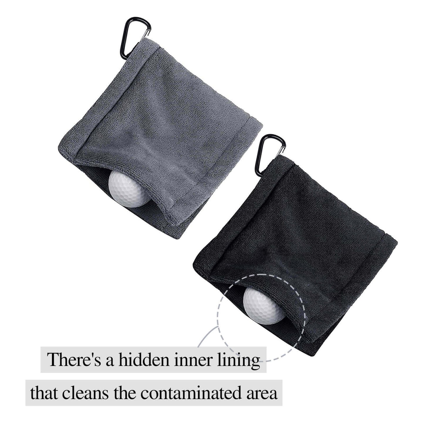 2 Pack Golf Towel, Small Golf Pocket Towel with Clip